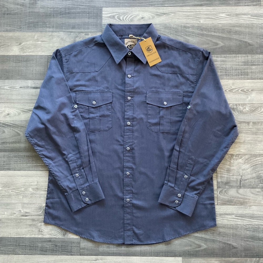 NWT Coevals Club Western Pearl Snap Shirt Men’s XL Blue Roll Tab Sleeves
